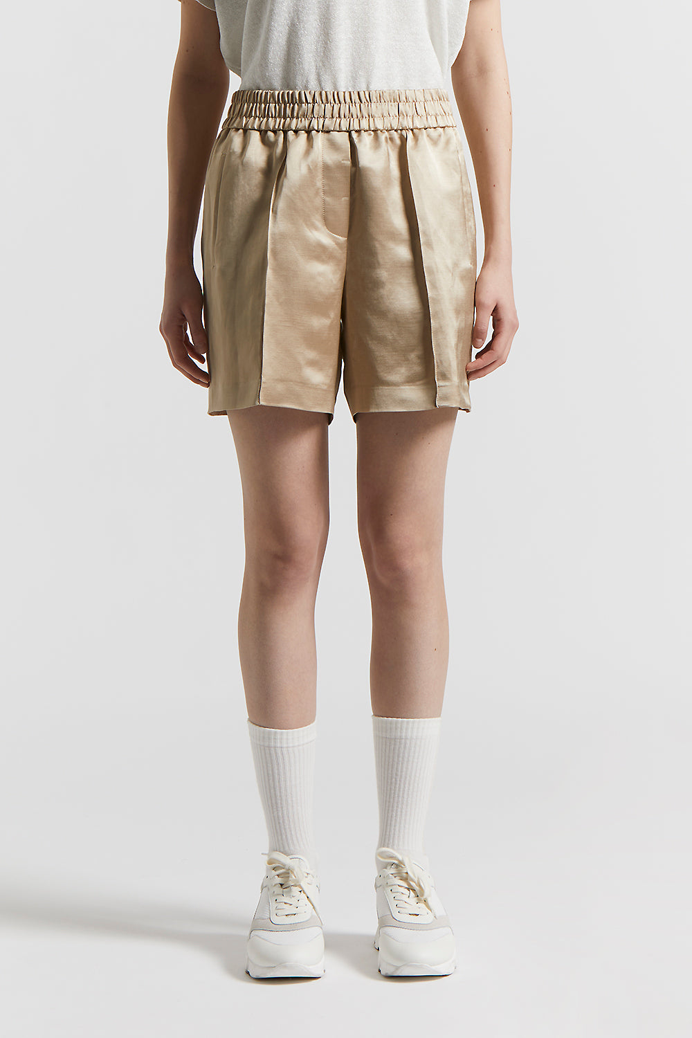パンツ PESERICO Women Shorts  Burmudas P0412401919 075 GREY Pure linen gabardine Bermuda shorts | Peserico US