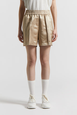 Viscose and linen satin shorts