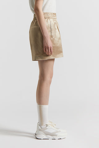 Viscose and linen satin shorts