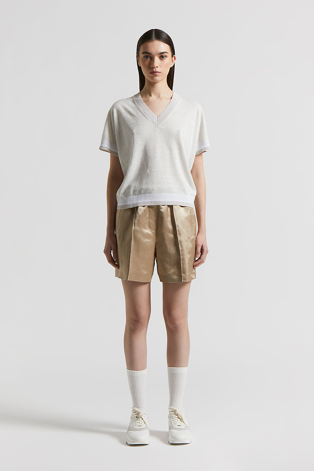 パンツ PESERICO Women Shorts  Burmudas P04626 01979 045 234693 Bei Lined organza Bermuda shorts | Peserico US