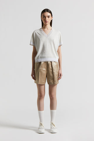 Viscose and linen satin shorts