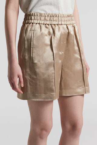 Viscose and linen satin shorts