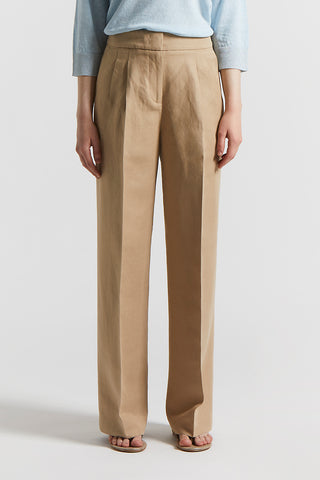 Linen and viscose diagonal trousers