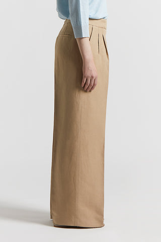 Linen and viscose diagonal trousers