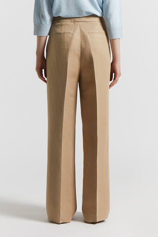 Linen and viscose diagonal trousers