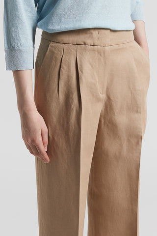 Linen and viscose diagonal trousers