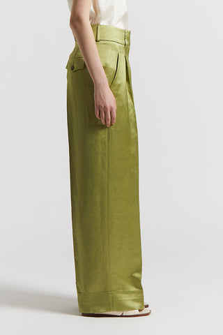 Viscose and linen satin trousers