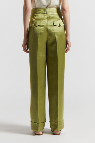 Viscose and linen satin trousers