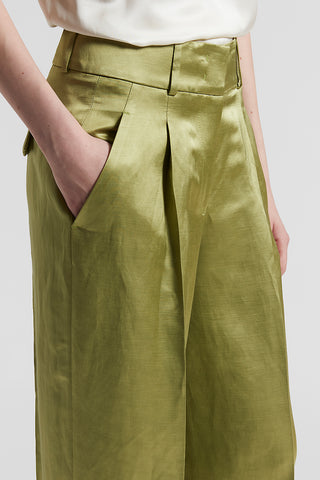 Viscose and linen satin trousers