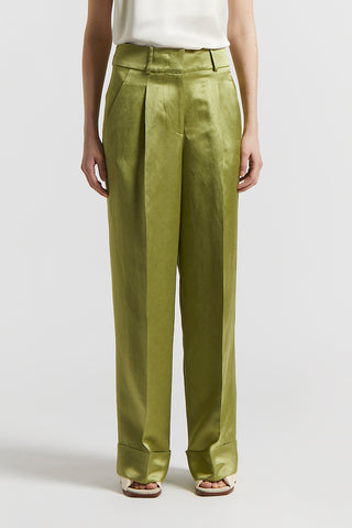 Viscose and linen satin trousers