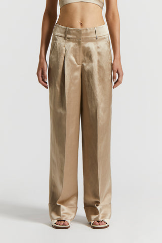 Viscose and linen satin trousers