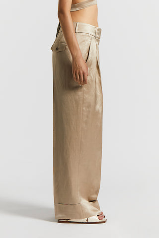 Viscose and linen satin trousers