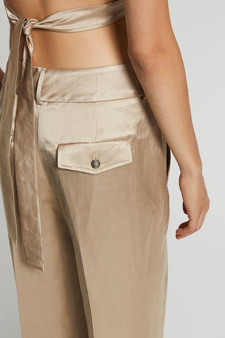 Viscose and linen satin trousers