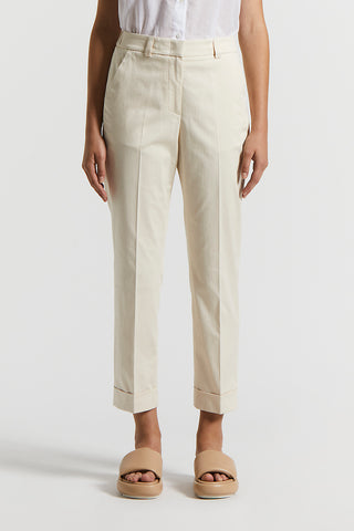 Stretch cotton satin trousers