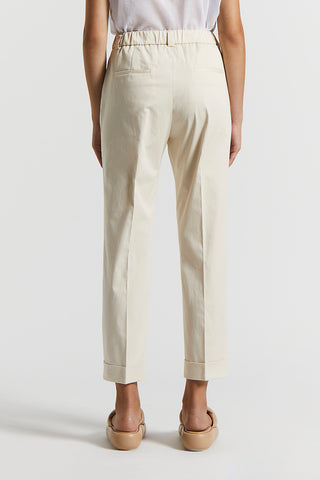 Stretch cotton satin trousers