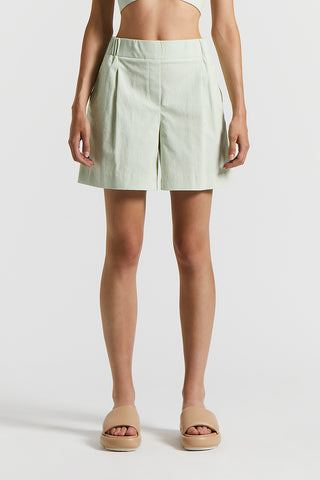 Stretch cotton seersucker shorts