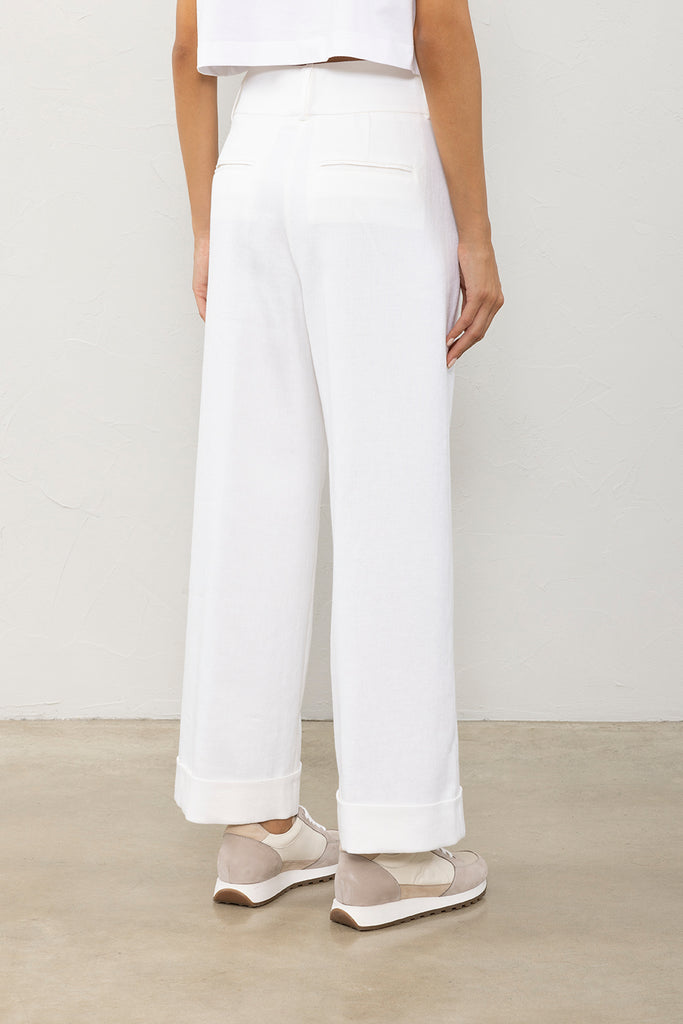 Fluid diagonal weave trousers in linen and viscose  
