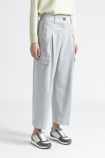 Cotton, silk and tencel cargo trousers  