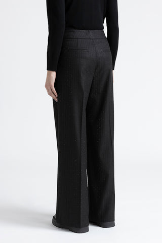 Pinstripe flannel palazzo trousers  