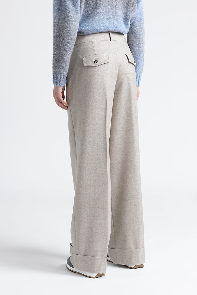 Stretch wool and lurex palazzo trousers  