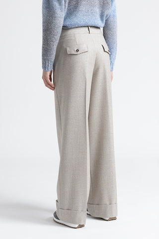 Stretch wool and lurex palazzo trousers  