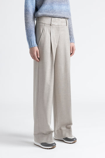 Stretch wool and lurex palazzo trousers  