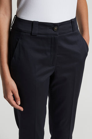 Stretch cotton satin trousers