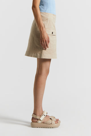 Lightweight cotton gabardine flared miniskirt