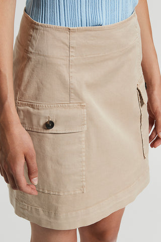 Lightweight cotton gabardine flared miniskirt