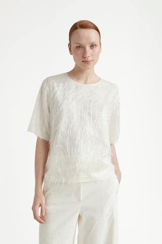 Top with floating viscose threads  