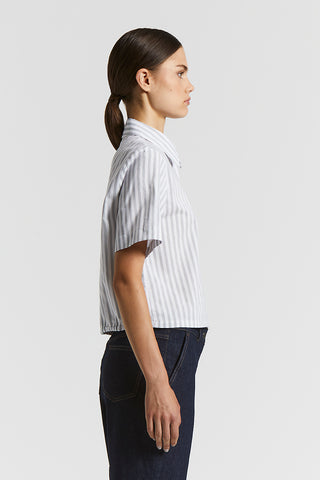 Striped viscose and silk shirt