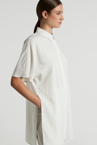 Fluid pinstripe modal blend poplin shirt