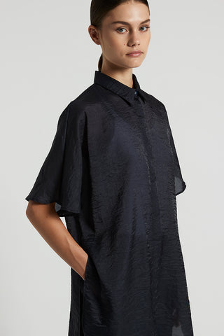 Fluid organza shirt with wet effect