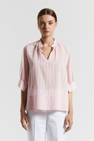 Cotton and silk striped muslin shirt