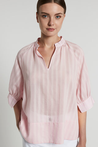 Cotton and silk striped muslin shirt