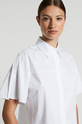 Lightweight twisted stretch cotton satin shirt