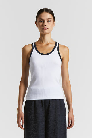 Two-tone ribbed cotton jersey top