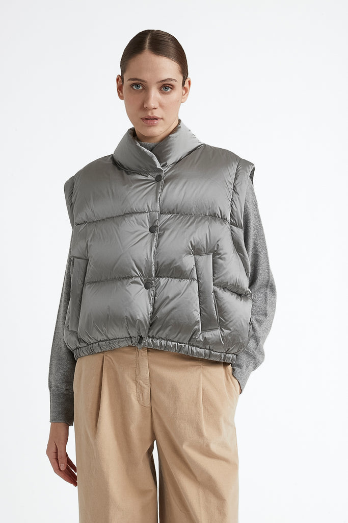 WR iridescent nylon twill puffer jacket  