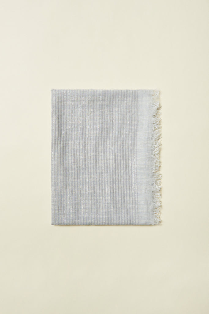 Square scarf in linen and cotton blend with lurex  