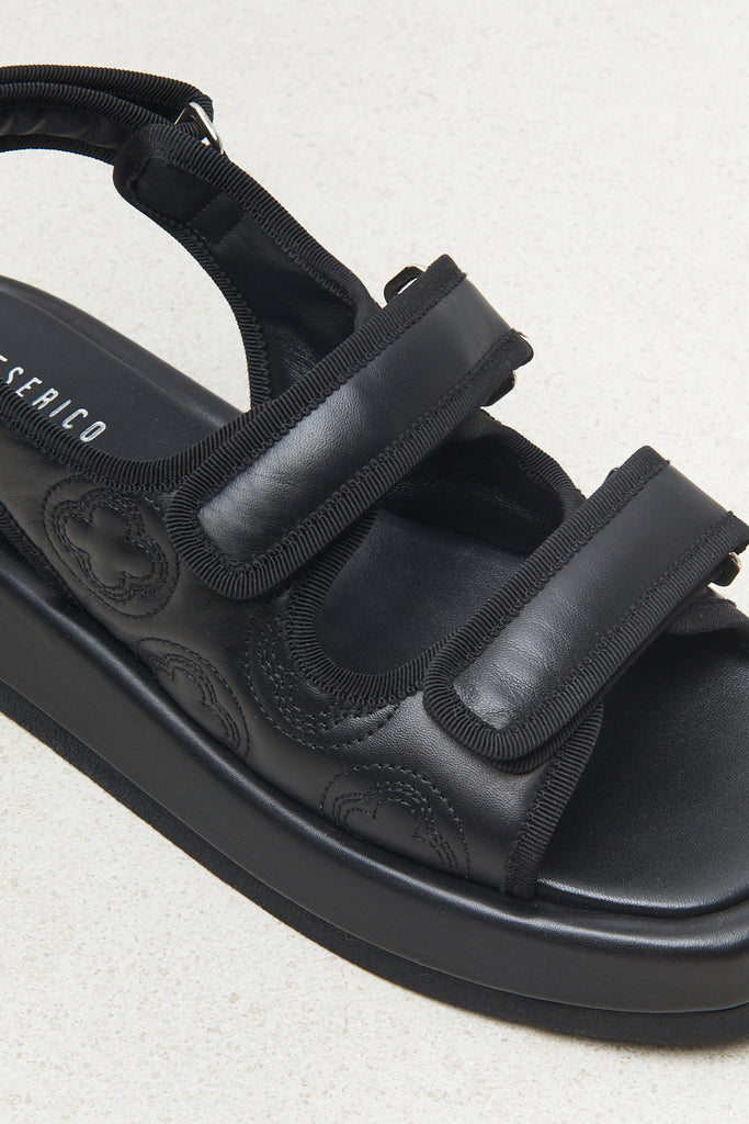 Sandal in quilted-effect leather  