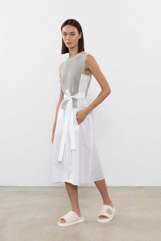 Dress in linen and cotton sateen  