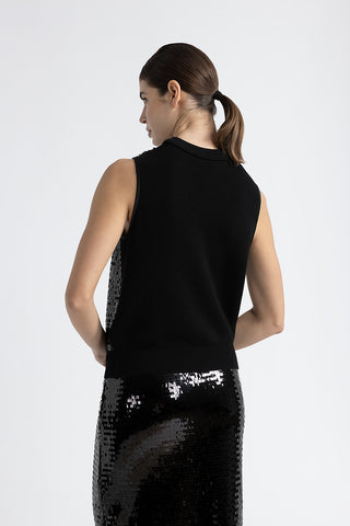 Wool and sequin mesh top  