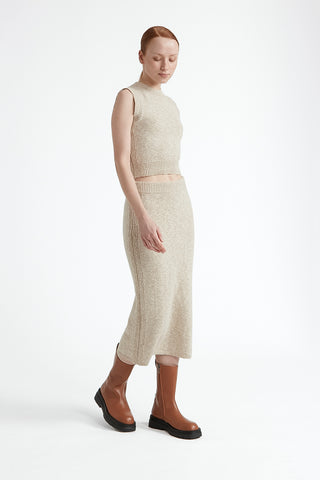 Cotton, alpaca, viscose long knit skirt  