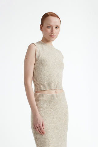 Cotton, alpaca and lurex knit top  