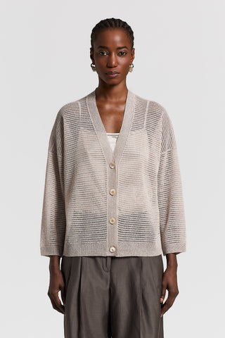 Cotton/lurex-yarn cardigan