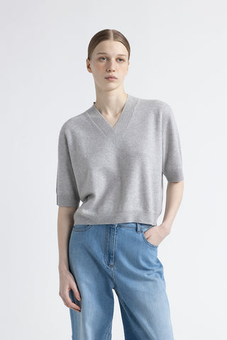 Wool and cashmere V neck sweater  