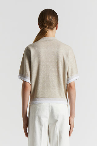 Linen cotton Lurex polo shirt