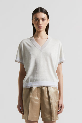 Linen cotton Lurex jersey