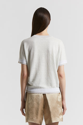 Linen cotton Lurex jersey