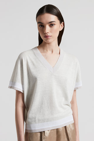 Linen cotton Lurex jersey